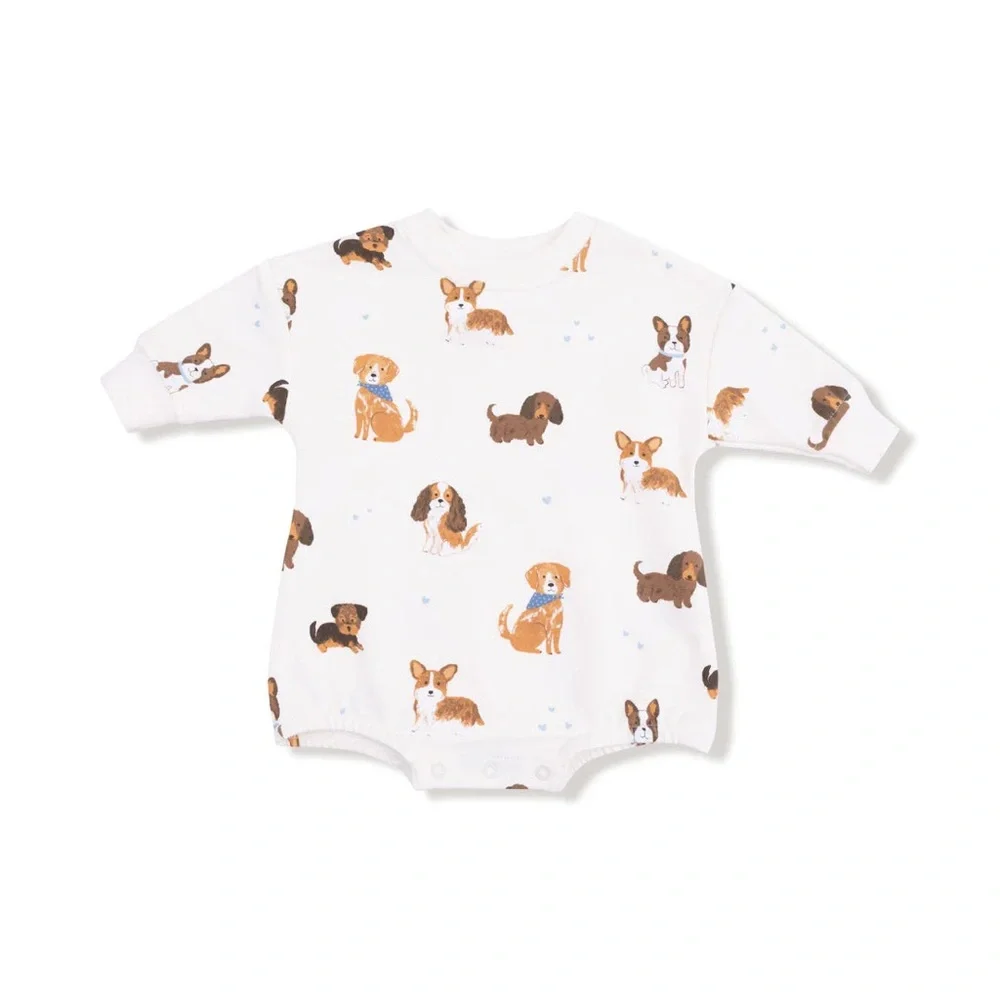 Angel Dear Cream Sweatshirt Bubble Romper Dogs Puppies 0-3 3-6 months